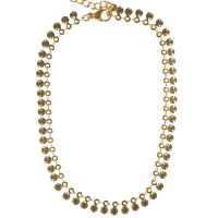 Bracelet chaîne de cheville composé d'une chaîne avec pampilles rondes en acier doré. Fermoir mousqueton avec 4 cm de rallonge.