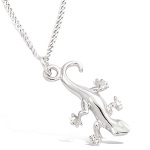 Pendentif gecko en argent 925/000 rhodié.