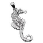 Pendentif hippocampe en argent 925/000 rhodié et oxyde de zirconium.