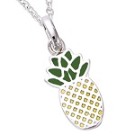 Pendentif ananas en argent 925/000 rhodié et émail.