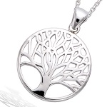 Pendentif rond arbre de vie en argent 925/000 rhodié.