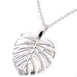 Pendentif feuille philodendron en argent 925/000 rhodié.