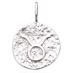 Pendentif signe du zodiaque Taureau en argent 925/000 rhodié.