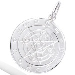 Pendentif disque astrologique en argent 925/000 rhodié.