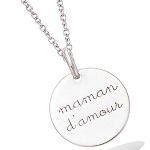 Pendentif avec le message maman d'amour en argent 925/000 rhodié.