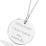 Pendentif avec le message meilleure maman du monde en argent 925/000 rhodié.