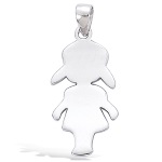 Pendentif petite fille en argent 925/000 rhodié.