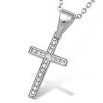 Pendentif croix en argent 925/000 rhodié et oxyde de zirconium.