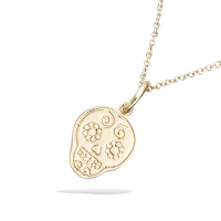Pendentif tête de mort en plaqué or jaune 18 carats. Pendentif vendu seul sans chaîne.