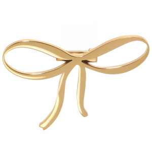 Broche en forme de nœud papillon en acier doré.