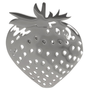 Broche en forme de fraise en acier argenté.