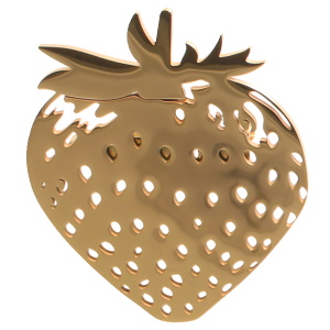 Broche en forme de fraise en acier doré.
