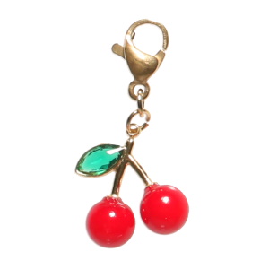 Breloque charm's en acier doré avec des cerises.