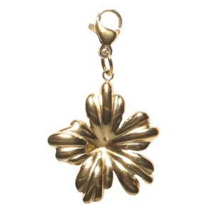Pendentif en forme de fleur en acier doré.