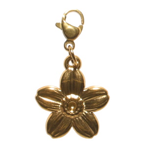 Breloque charm's en forme de fleur en acier doré.
