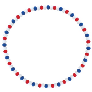 Bracelet Jeux Olympiques France élastique en perles de couleur bleue, blanche et rouge.