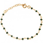 Bracelet en plaqué or et perles de couleur vert jade.