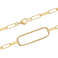 Bracelet composé d'une chaîne en plaqué or jaune 18 carats et d'une véritable pierre malachite sertie clos de forme carrée. Fermoir mousqueton avec 3 cm de rallonge.