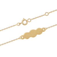 Bracelet gourmette pour enfant composé d'une chaîne et d'un nuage en plaqué or jaune 18 carats. Fermoir anneau ressort avec anneaux de rappel à 14 et 16 cm.