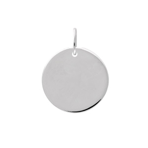 Pendentif pastille ronde en acier argenté.