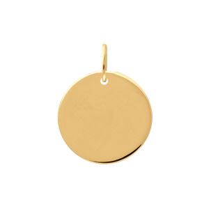 Pendentif pastille ronde en acier doré.