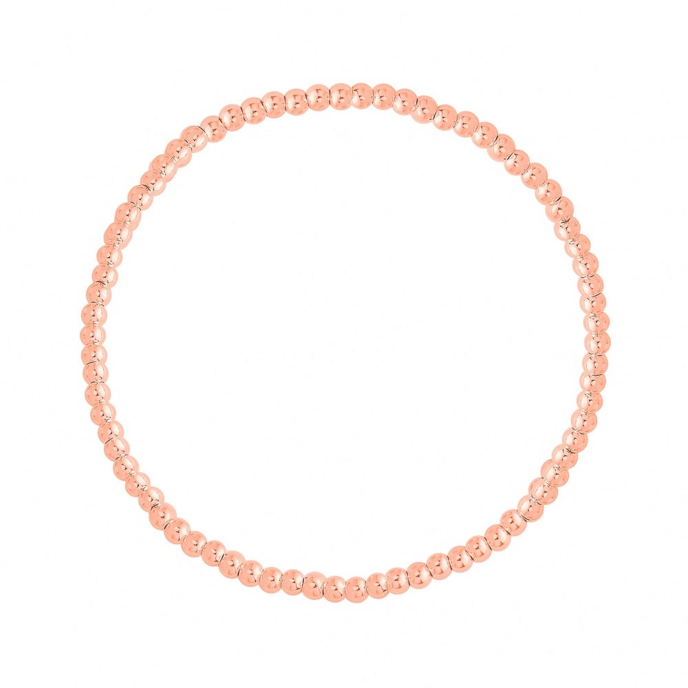 Bracelet élastique boules en plaqué or rose 18 carats. Elastique Perle  Adolescent Adulte Femme Fille Indémodable 