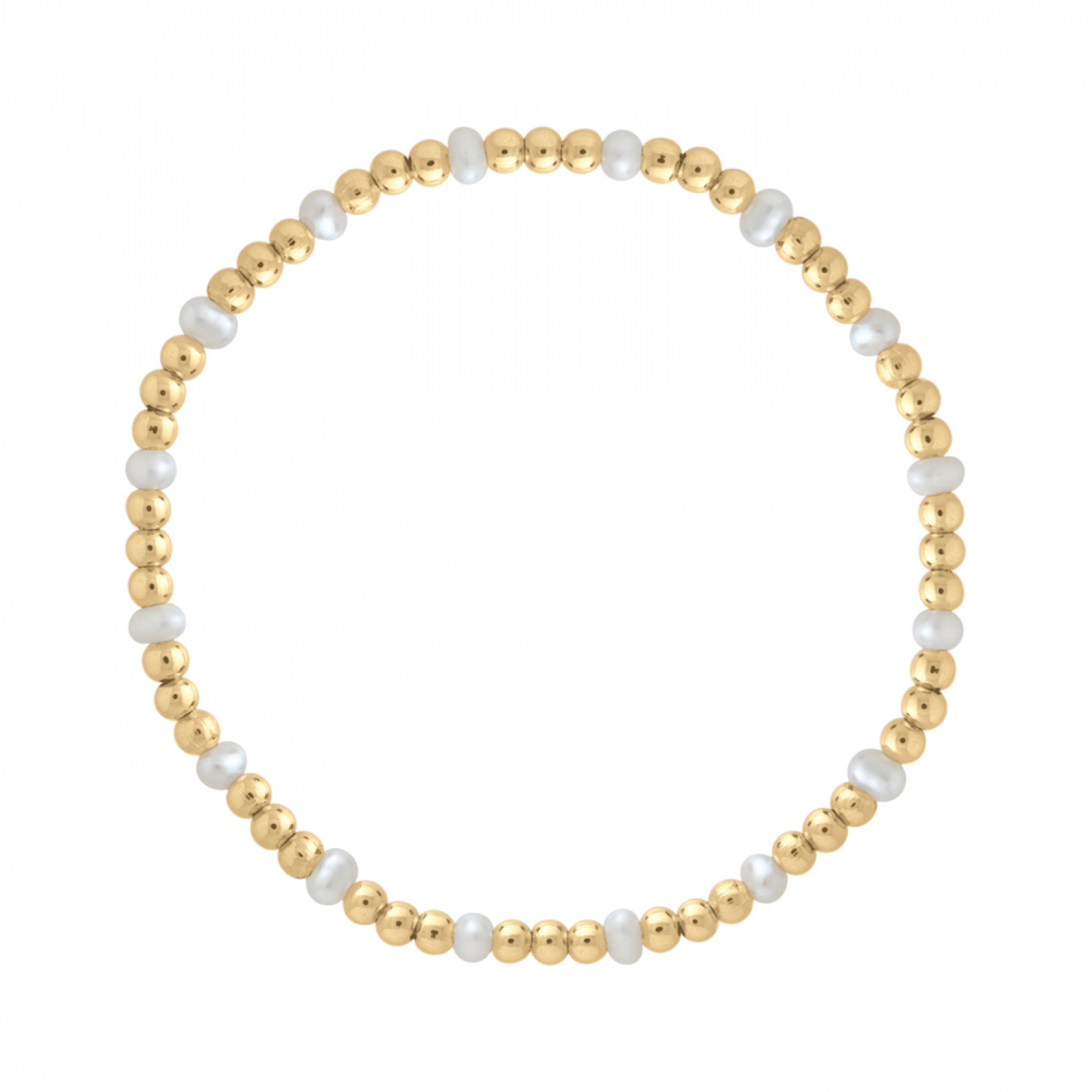 Bracelet élastique composé de perles en plaqué or jaune 18 carats et perles d'eau douce. Elastique Perle  Adolescent Adulte Femme Fille Indémodable 