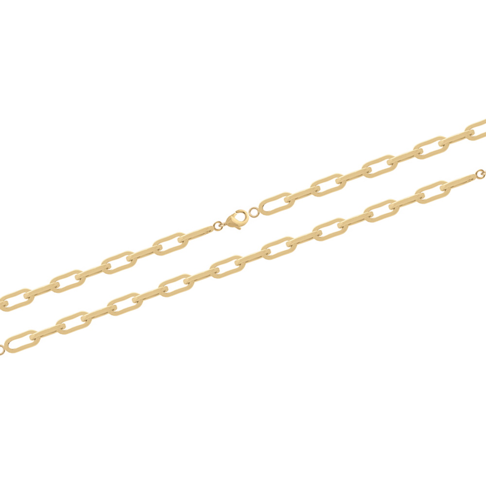 Bracelet chaîne mailles ovales en plaqué or jaune 18 carats.  Adolescent Adulte Femme Fille Indémodable 