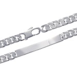 Bracelet identité en argent 925/000 rhodié. Maille gourmette.  Absolument indémodables, Les gourmettes personnalisables sont idéales à offrir aux adultes comme aux adolescent.e.s.  Ce modèle est généralement considéré comme plutôt féminin, Mais peut bien entendu être porté par toutes et tous !