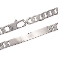 Bracelet gourmette en argent 925/000 rhodié. Maille gourmette diamantée.