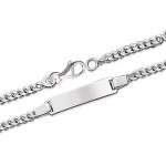 Bracelet gourmette identité enfant en argent 925/000 rhodié. Maille Gourmette.  Souvenir impérissable, Cette gourmette personnalisable ravira toute petite fille, comme tout petit garçon !  Avec son anneau de rappel, elle grandit avec l'enfant.