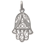 Pendentif Main de Fatma en argent 925/000 rhodié.