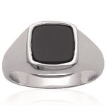 Bague en argent 925/000 rhodié et imitation onyx.