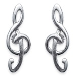 Boucles d'oreilles Notes de musique en argent 925/000 rhodié.