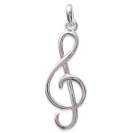 Pendentif Note de musique (clé de sol) en argent 925/000 rhodié.