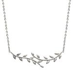 Collier feuille de laurier en argent 925/000 rhodié.