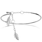 Bracelet jonc plume en argent 925/000 rhodié.