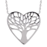 Collier Cœur Arbre de vie en argent 925/000 rhodié.