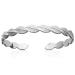 Bracelet jonc rigide Feuilles en argent 925/000 rhodié.