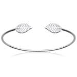 Bracelet jonc Feuilles en argent 925/000 rhodié.