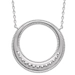 Collier avec pendentif cercle en argent 925/000 rhodié.