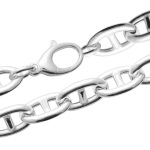 Bracelet chaîne maille marine en argent 925/000 rhodié.