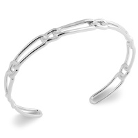 Bracelet jonc rigide au motif de chaîne en argent 925/000 rhodié.