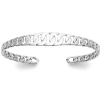 Bracelet jonc ouvert rigide au motif de chaîne en argent 925/000 rhodié.