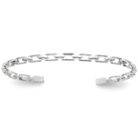 Bracelet jonc ouvert rigide au motif de chaîne en argent 925/000 rhodié.