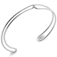 Bracelet jonc ouvert au motif de chaîne en argent  925/000 rhodié.