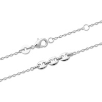 Bracelet avec 3 maillons grains de café en argent 925/000 rhodié. Fermoir mousqueton avec anneaux de rappel à 16 et 18 cm.