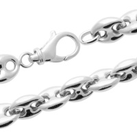 Bracelet chaîne maille graine de café en argent 925/000 rhodié.