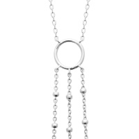 Collier composé d'une chaîne et d'un pendentif cercle et 3 chaînettes avec boules en argent 925/000 rhodié. Fermoir mousqueton avec anneaux de rappel à 40, 42 et 45 cm.