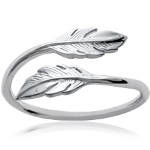 Bague plume en argent 925/000 rhodié.